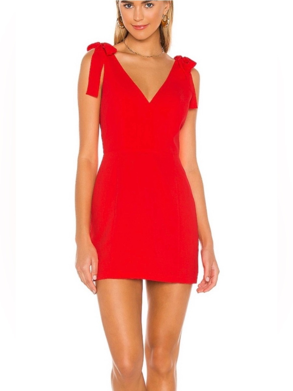 Revolve Amanda Uprichard Red Allora Dress with Bow ties - XS
